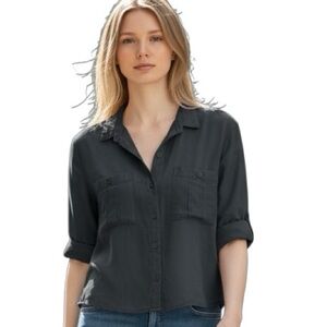 Campus Charcoal 3/4 Roll Tab Sleeve Button Down Shirt